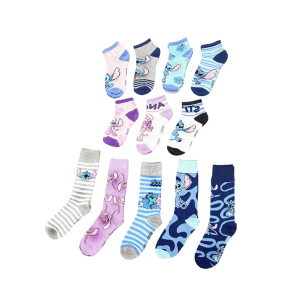 Pack 12 Paires de chaussettes Stitch et Angel – Taille 35-41
